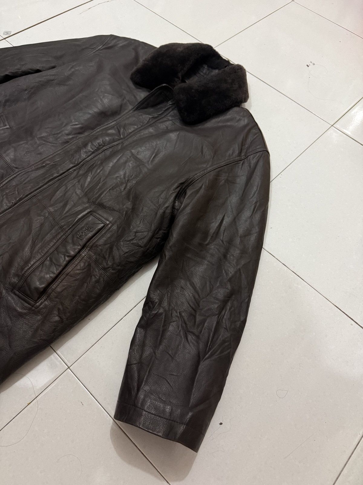 Yves Saint Laurent VTG YSL Shearling Leather Jacket Size US L / EU 52-54 / 3 - 4 Thumbnail
