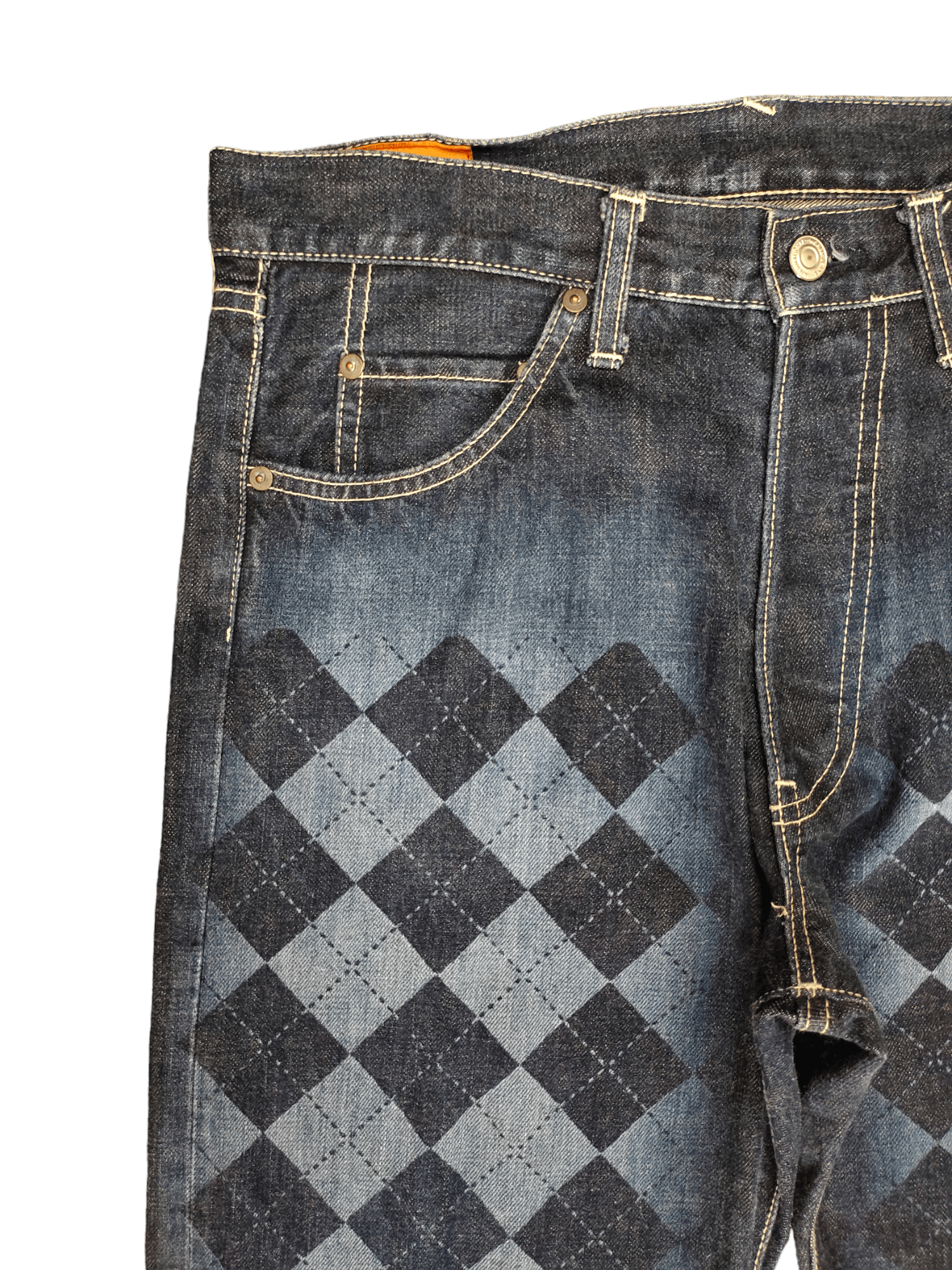 Hysteric Glamour × Undercover Vintage Y2k Byemrt Japan Checkered Plaid Printed Denim Jeans Size US 33 - 4 Thumbnail