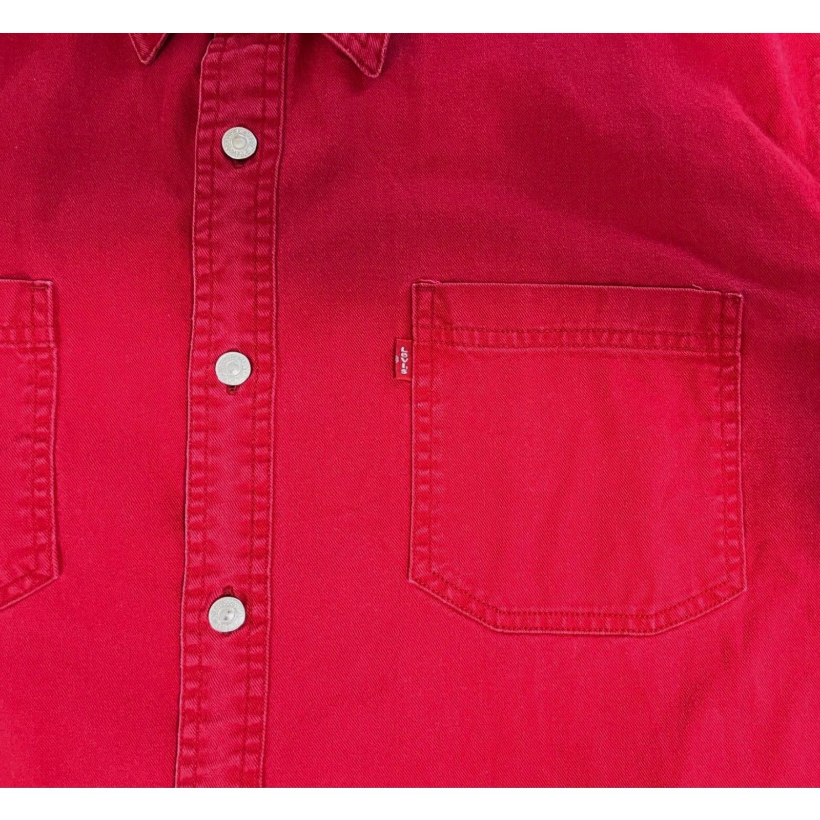 Levi's VINTAGE Levi's Men’s Denim Work Shirt Button-Up XL Red 90s Classic Pockets Long Sleeve Denim Size US XL / EU 56 / 4 - 5 Thumbnail