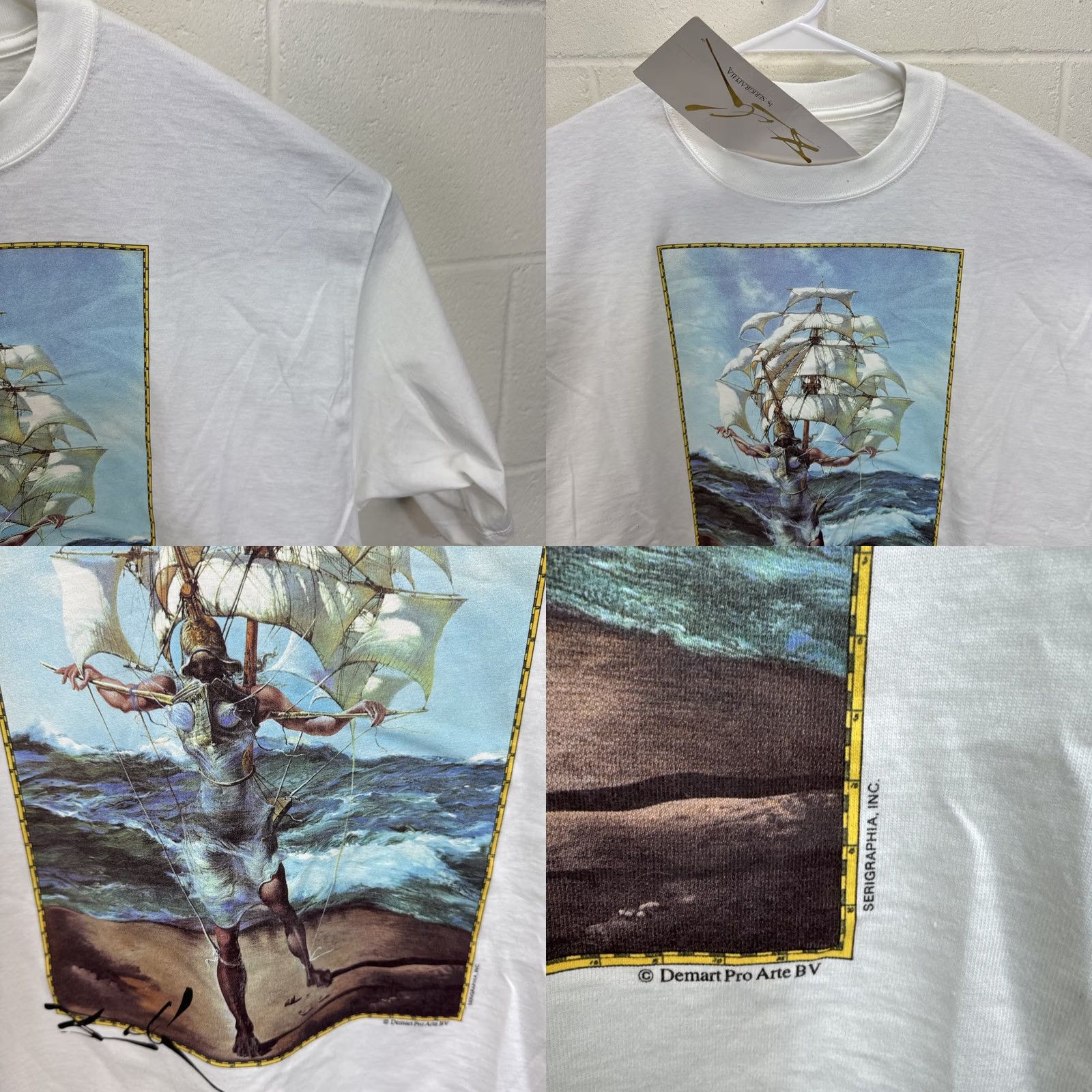 Jerzees Vintage Salvador Dali The Ship T Shirt XL Men White Graphic 1990s Surreal Deadstock Rare Early Jerzees Shirt Size US XL / EU 56 / 4 - 8 Thumbnail