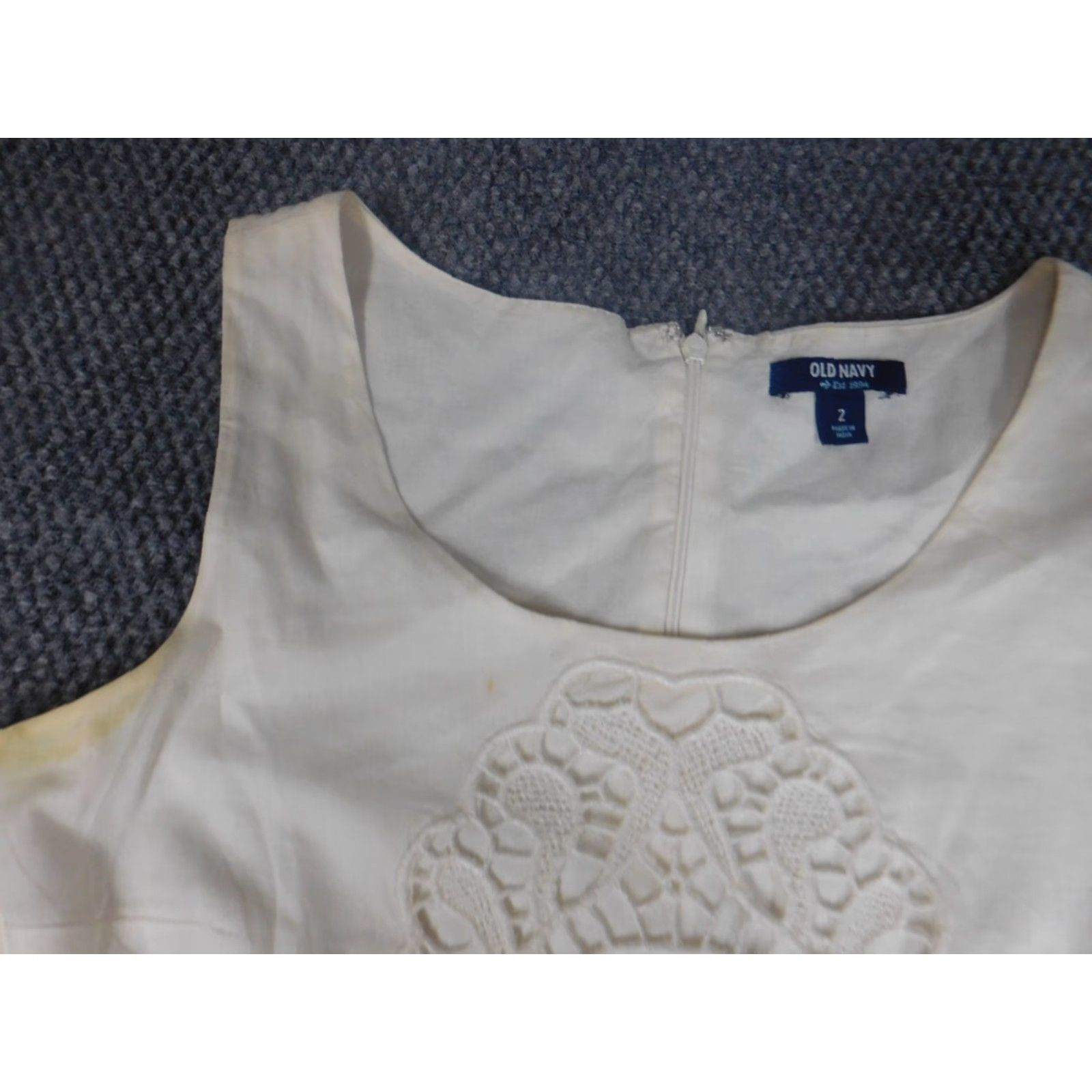 Old Navy Old Navy Womens Dress A-Line Sleeveless White Knee Length Zip Crew Neck Ruffle Lined Cotton Rayon Vintage: No Regular Size 2 Womens Size XS / US 0-2 / IT 36-38 - 5 Thumbnail