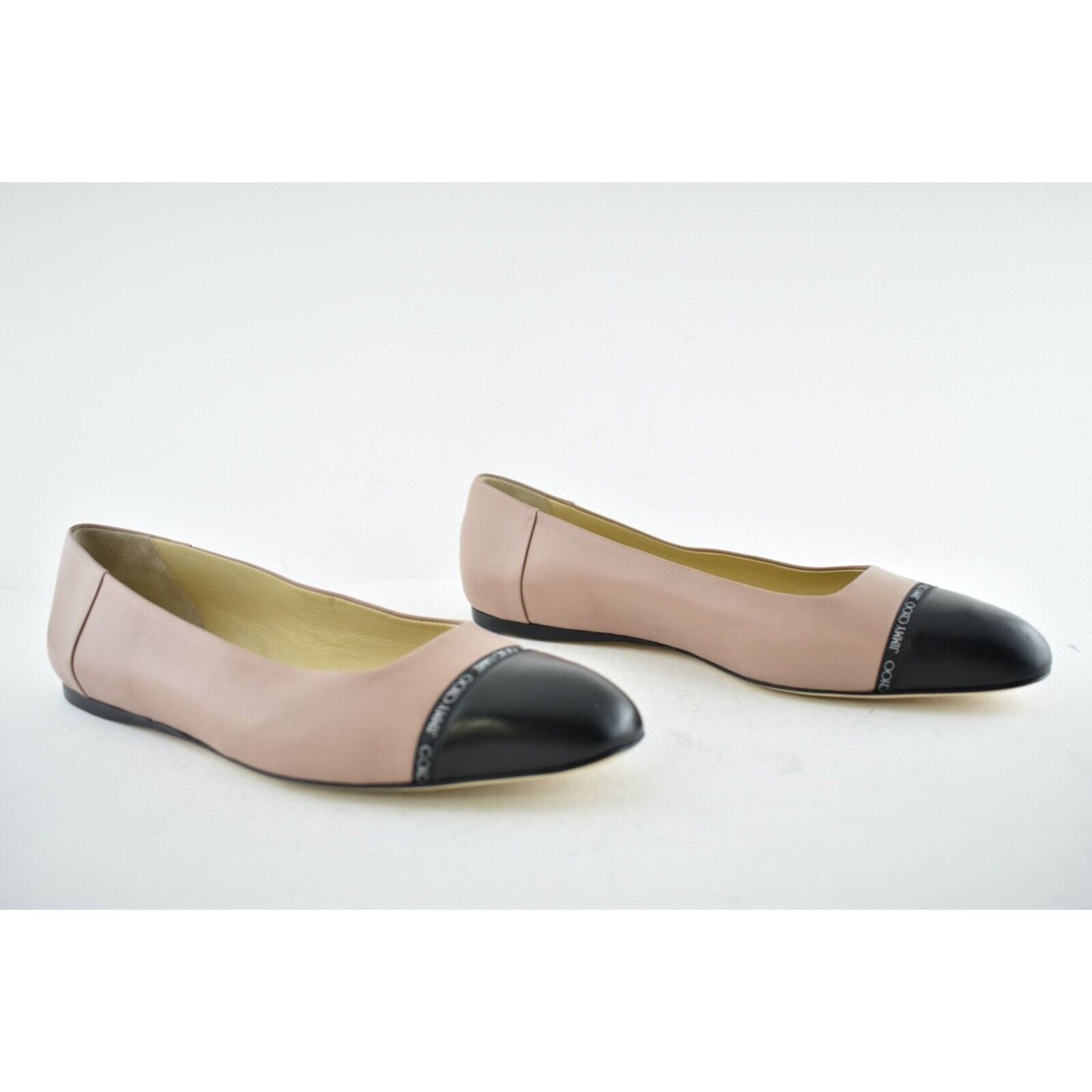 Jimmy Choo Jimmy Choo Watson Black Ballet Pink Leather Logo Slip On Size US 9.5 / IT 39.5 - 4 Thumbnail