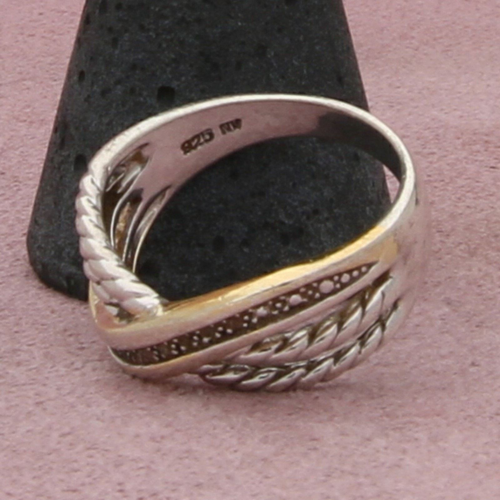 Sterling Silver sterling silver diamond accent crossover band ring size 9 Size ONE SIZE - 3 Thumbnail