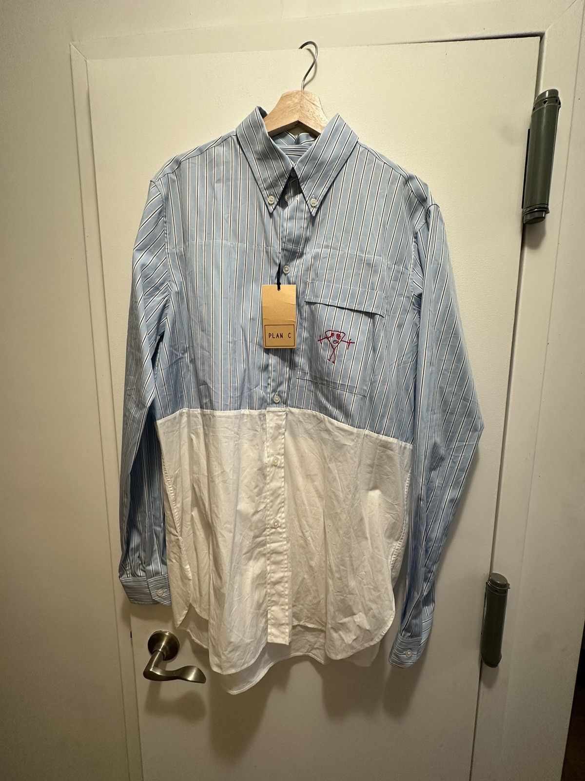 Plan C Plan C Colorblocked Robot Embroidery Striped Shirt Size US M / EU 48-50 / 2 - 4 Thumbnail