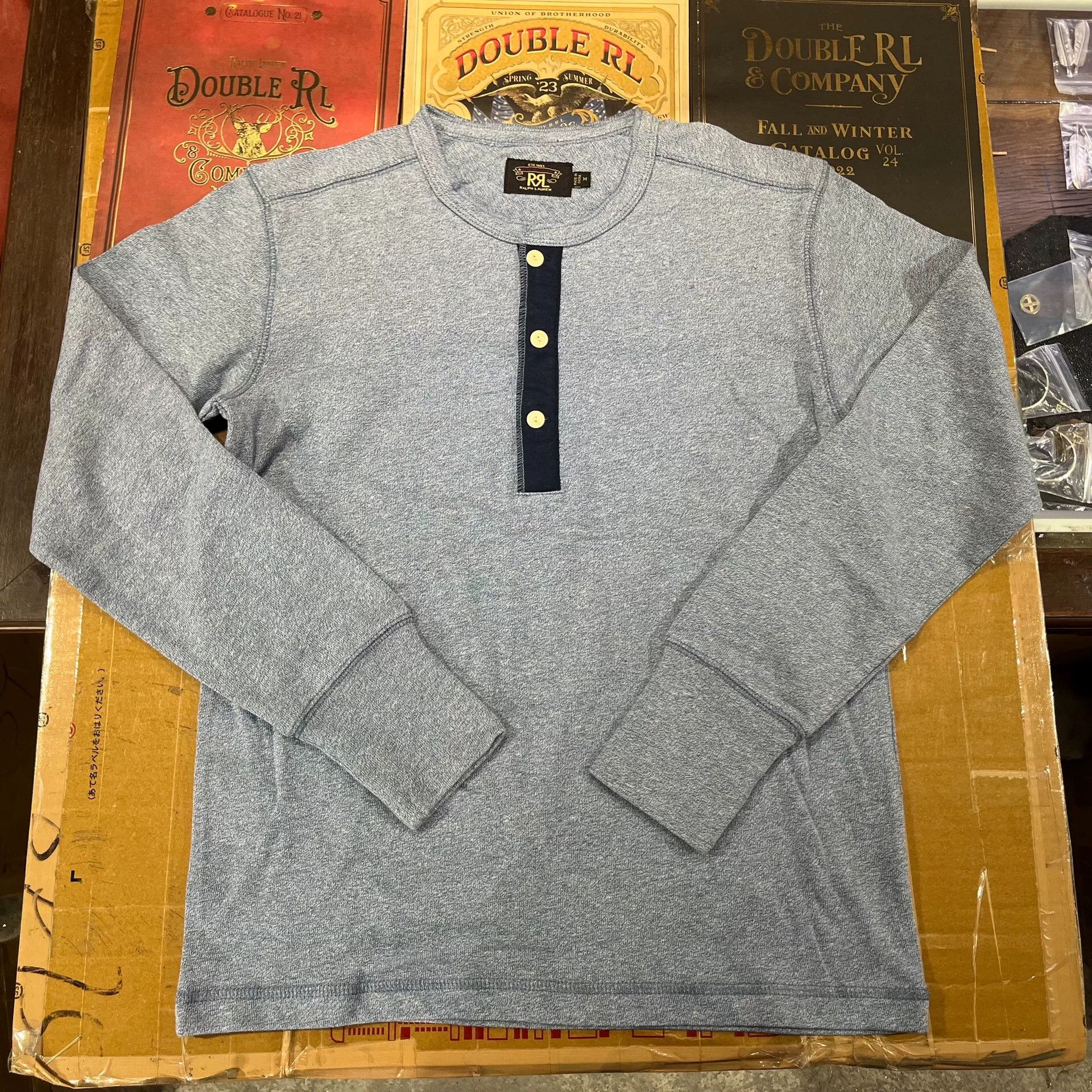 RRL Ralph Lauren gray long sleeve henley shirt by Ralph Lauren Size US M / EU 48-50 / 2 - 1 Thumbnail