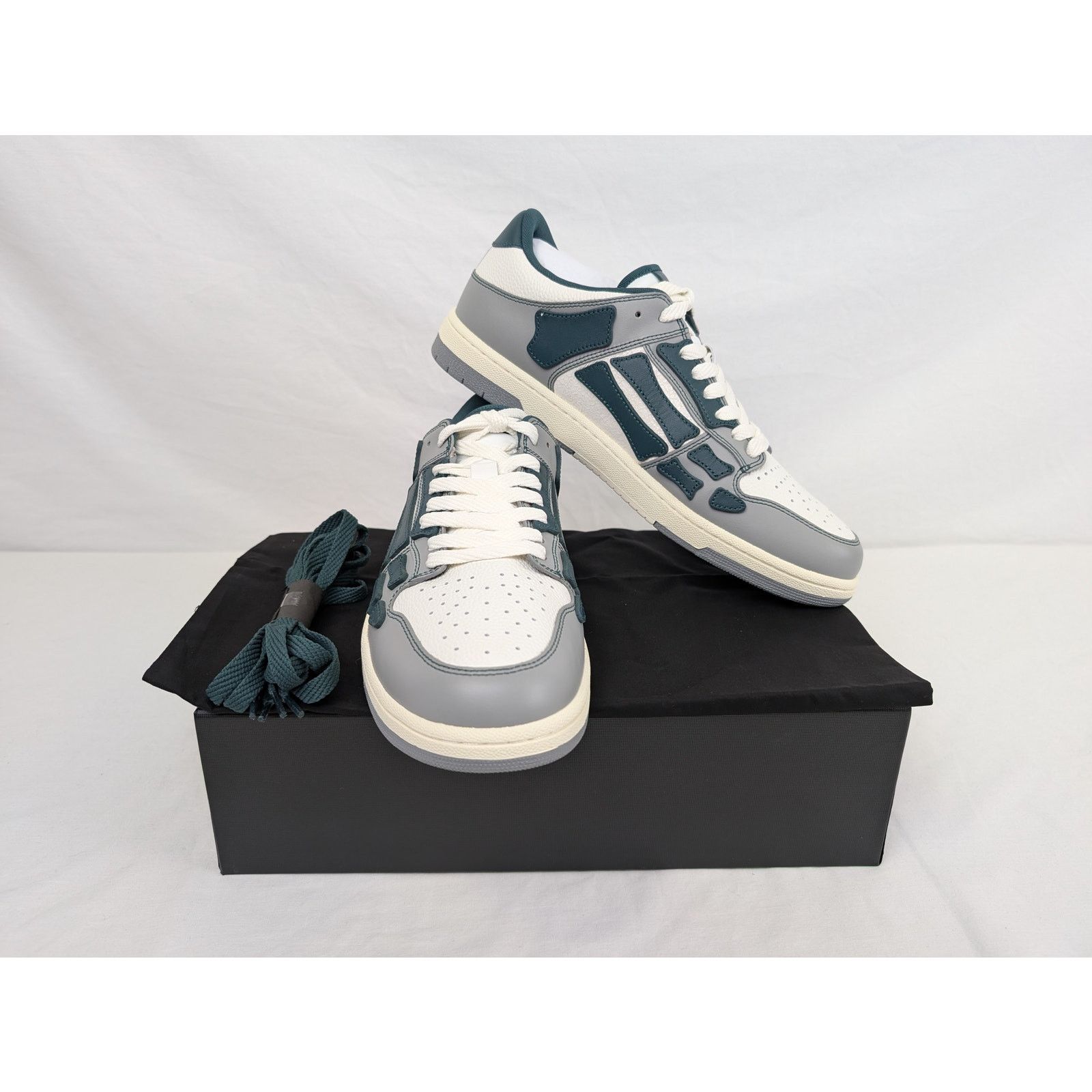 Amiri o1rshd1 Varsity Skel Skeleton Top Low Sneakers in Evergreen Size US 13 / EU 46 - 18 Thumbnail