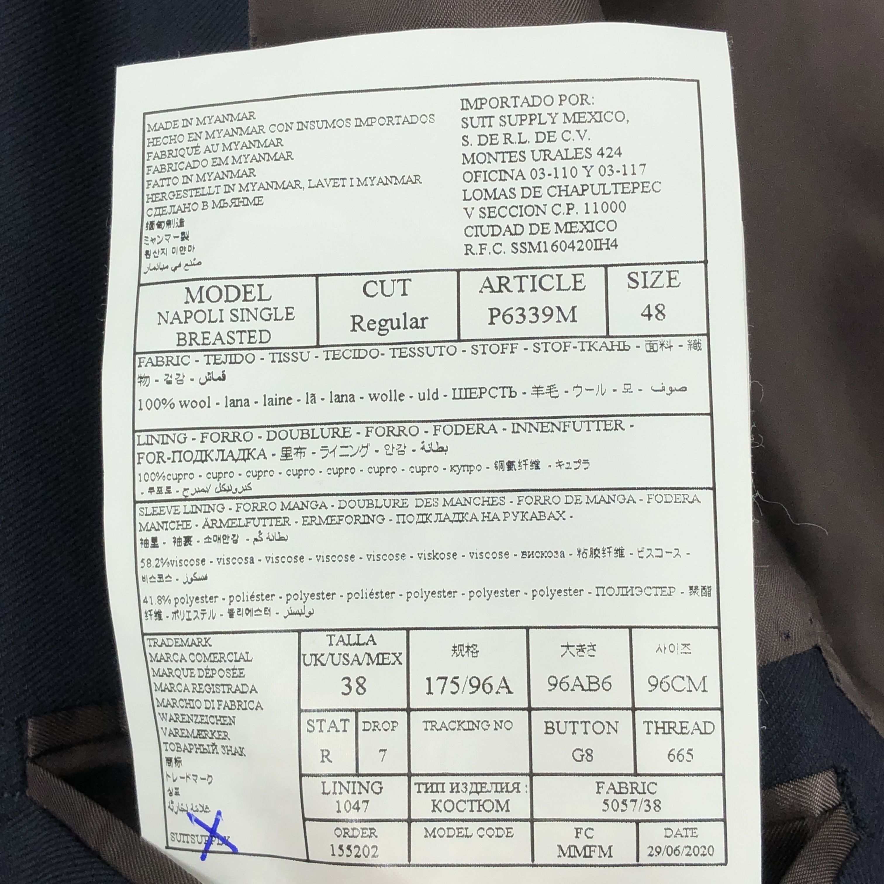 Suitsupply Napoli Single Breasted Wool Blazer Size EU:48; UK:38; US:38R Size 38R - 9 Thumbnail