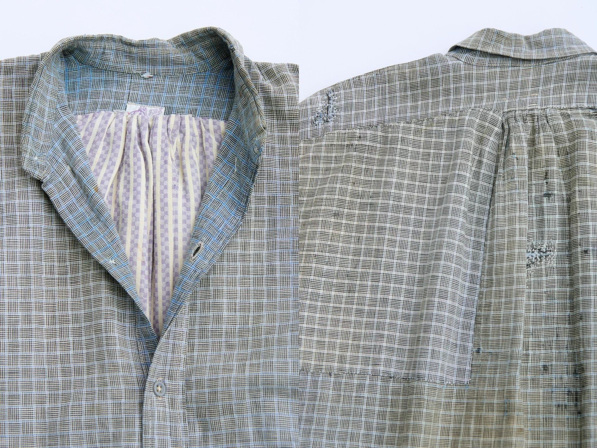 Other European Antique 50Y Check Gradation Boro Pullover Shirt Size XL / US 12-14 / IT 48-50 - 9 Thumbnail