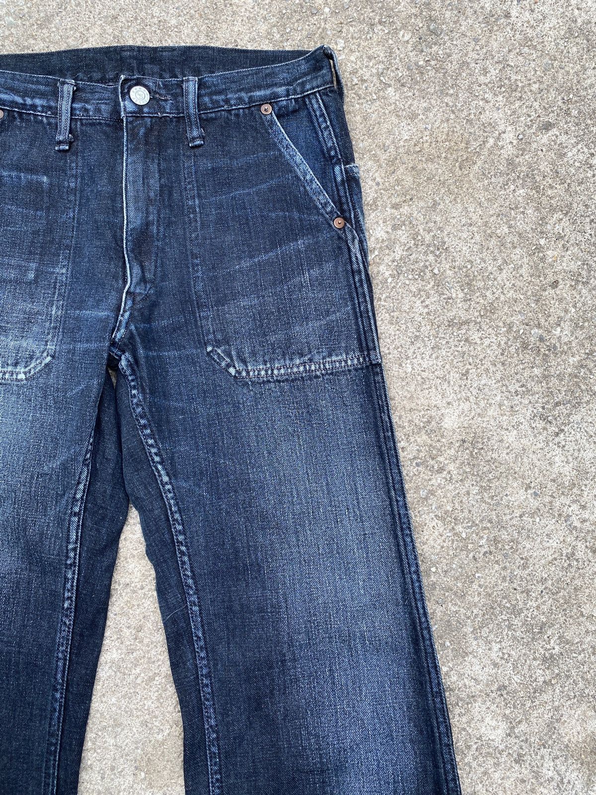 45rpm × Indigo × Japanese Brand 2000s - 45RPM Japan Fatigue Indigo Blue Faded Flare Denim Size US 26 / EU 42 - 7 Thumbnail