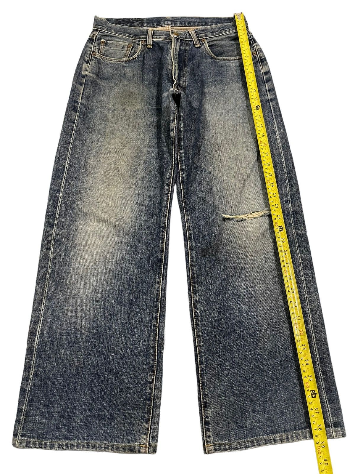 14th Addiction Vintage Japanese Brand Blue Wash Distress Baggy Jeans Size US 30 / EU 46 - 11 Thumbnail
