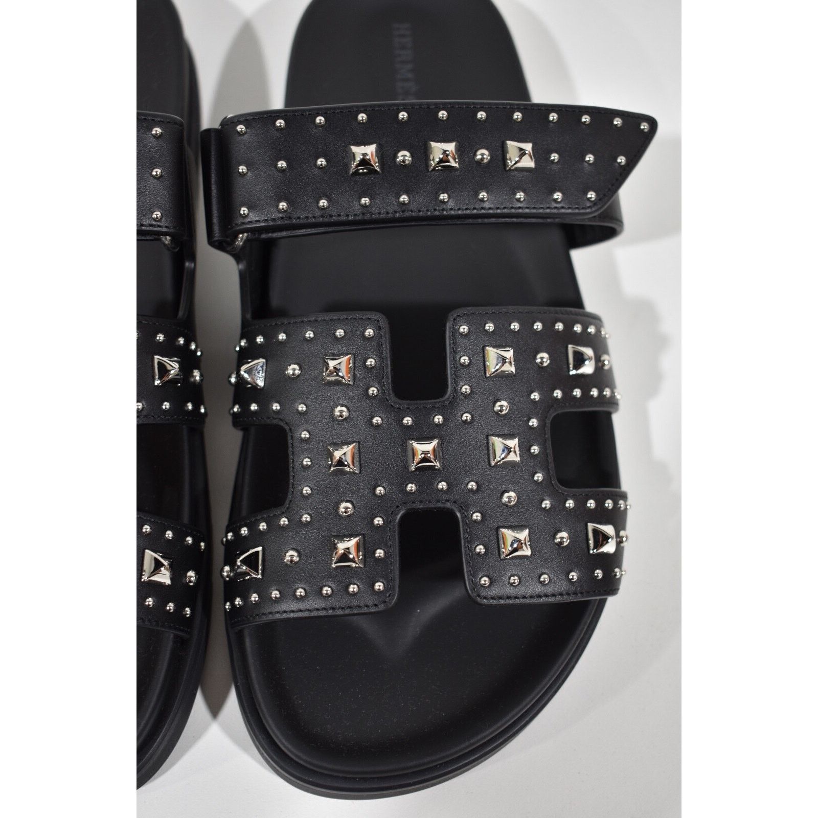 Hermes Hermes Chypre Sandal Black Studded Stud Punk Rock H Size US 8 / IT 38 - 9 Thumbnail