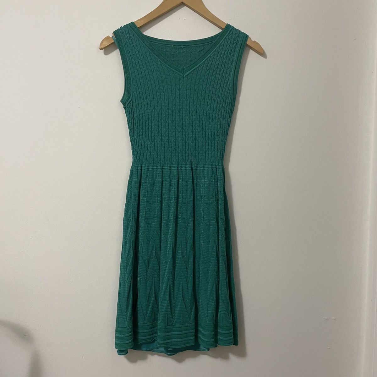 image of Missoni Iconic Knit Sleeveless Tennis Dress Jade Green Tank, Women's (Size XS)