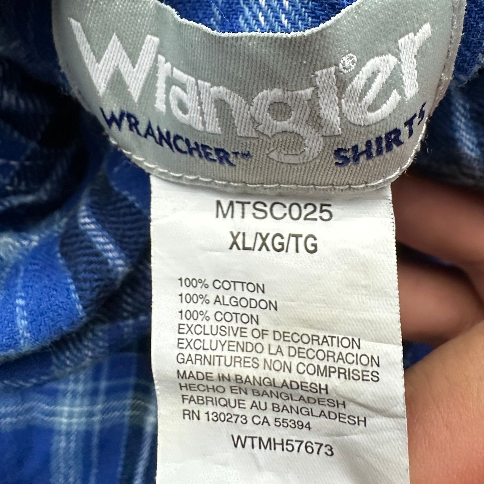 Wrangler Wrangler Pearl Snap Plaid Flannel Shirt Mens XL Blue Black Size US XL / EU 56 / 4 - 3 Thumbnail