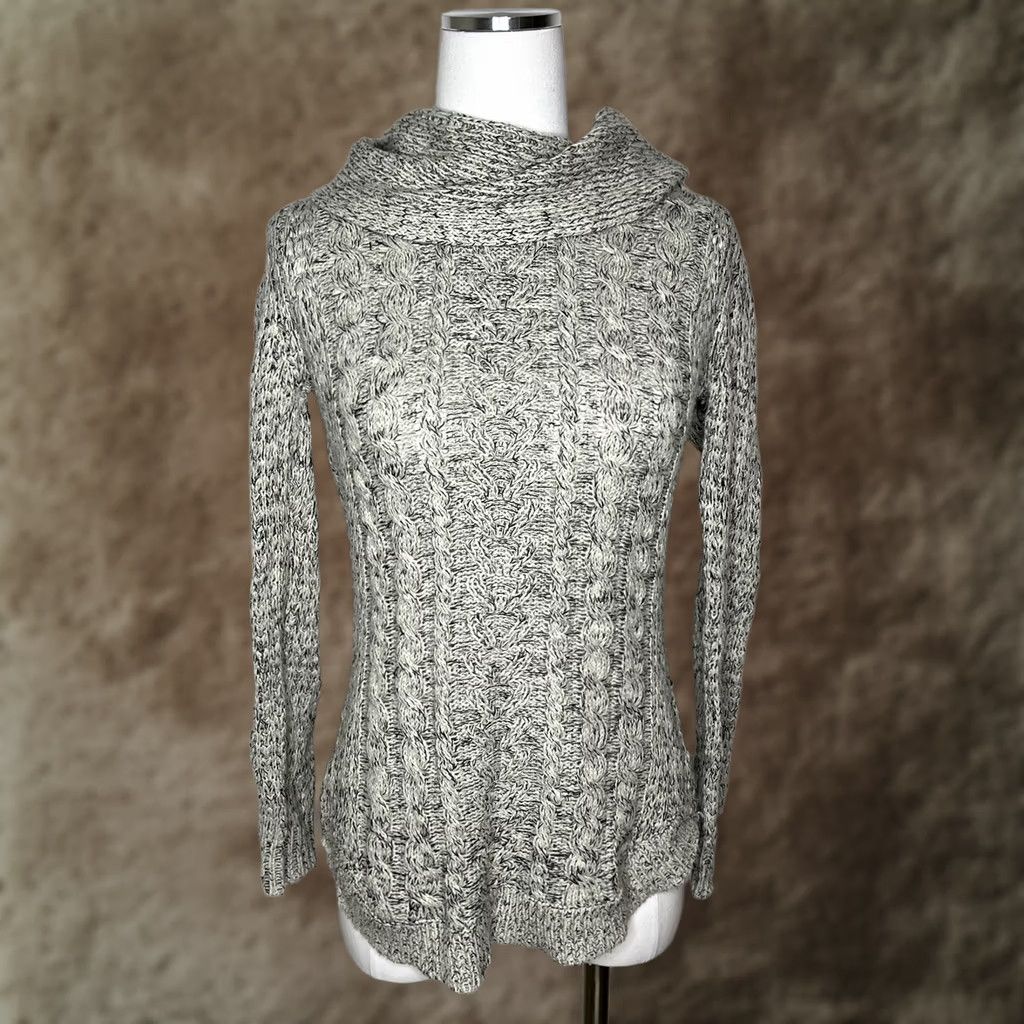 Off-White RD Style Sweater L/S Harriette Cowl Neck Small Off-White Black Womens Knit Tunic Regular Size S Size S / US 4 / IT 40 - 1 Thumbnail