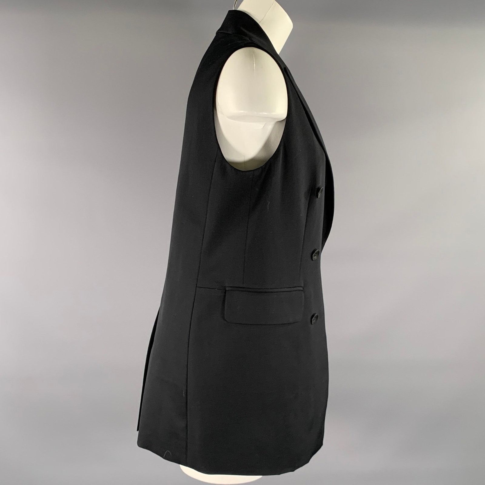 Rag & Bone RAG & BONE Size 8 Black Wool Blend Double Breasted Vest Size M / US 6-8 / IT 42-44 - 2 Thumbnail