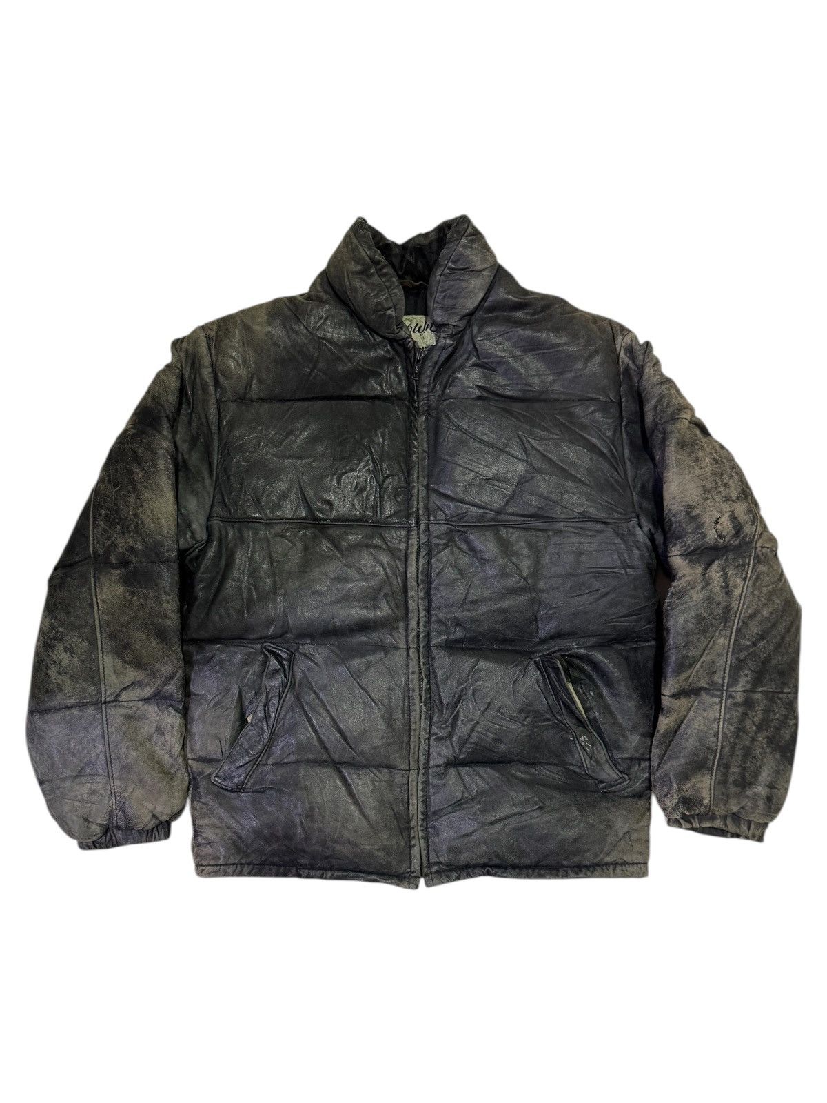 ジャケット・アウター Supreme Schott Chevron Leather Down Supreme Schott Chevron Leather Down Puffer Jacket Black