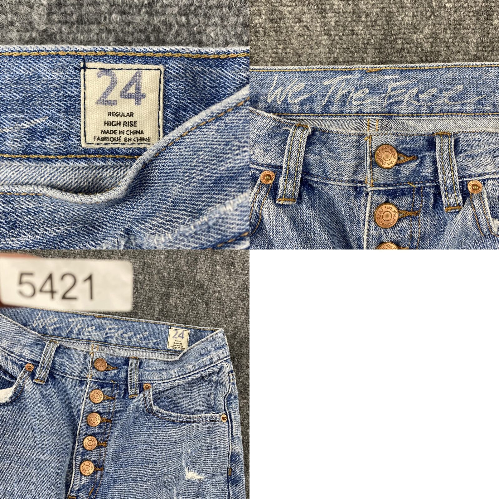 Vintage VINTAGE We The Free Jeans Womens 24 Light Wash High Rise Distressed Straight Leg Raw Hem Size 42" / US 20 - 9 Thumbnail