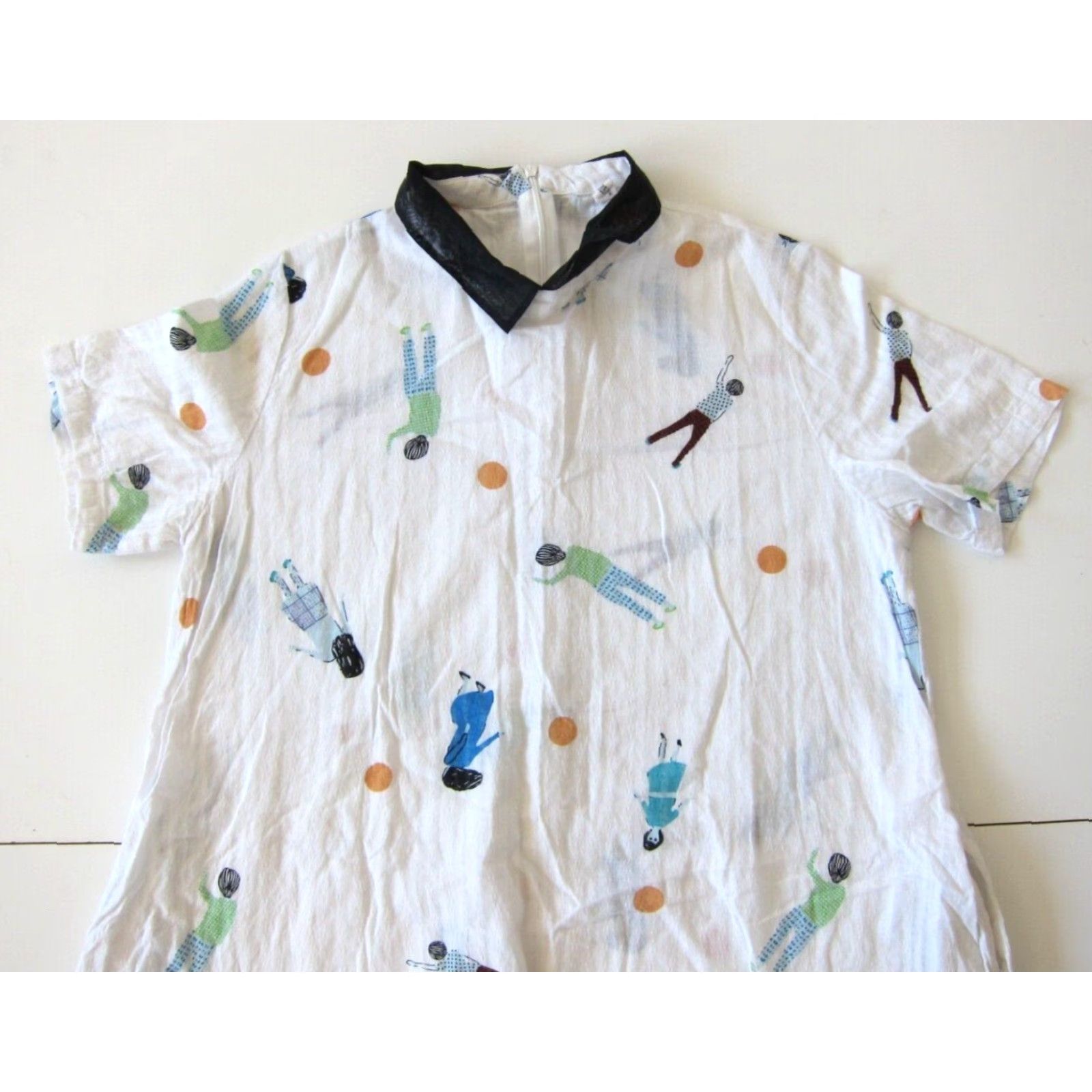 Vintage TRCP Shirt Dress M-L White Cotton Pocket Short Sleeve Collared Knee Length Women Size M / US 6-8 / IT 42-44 - 3 Thumbnail