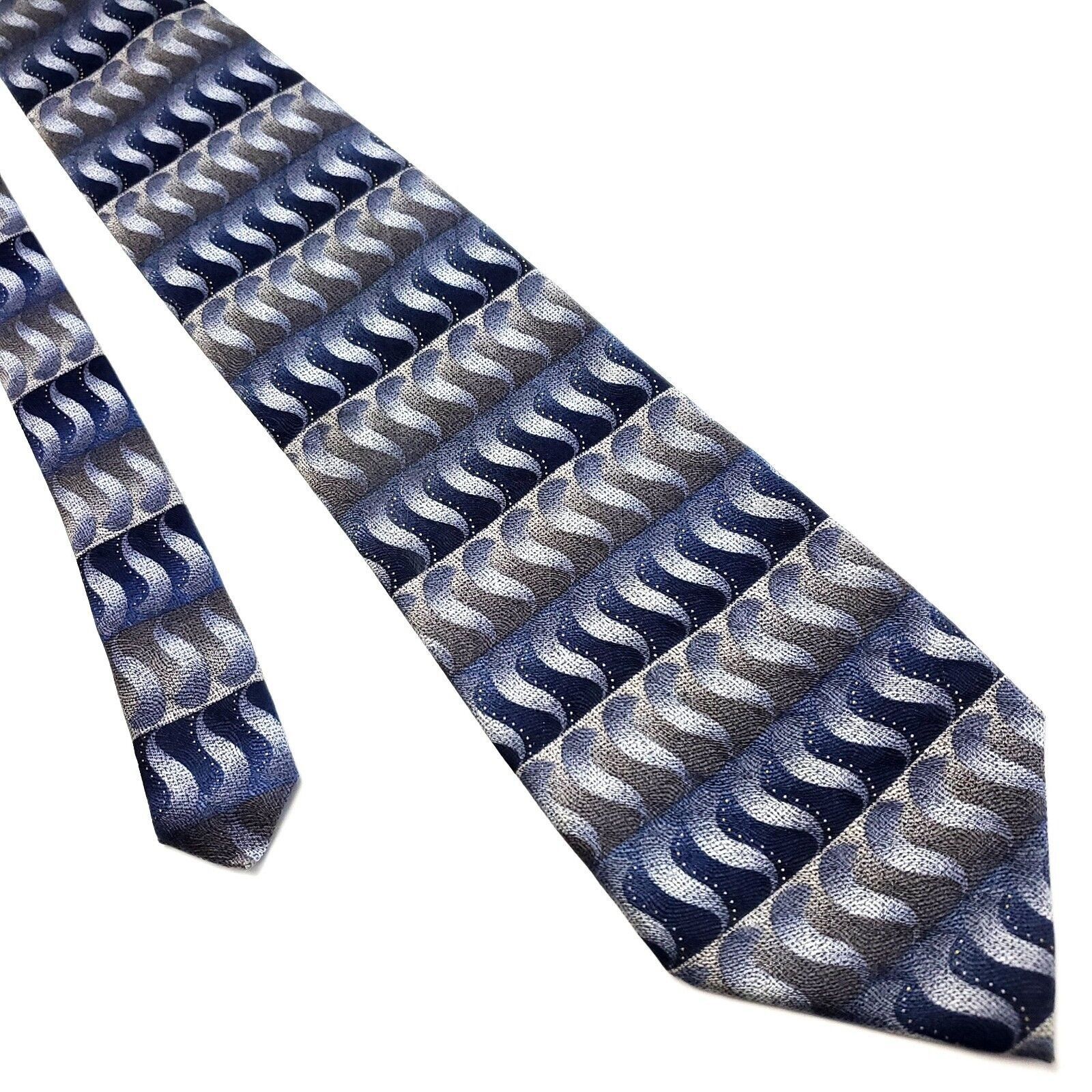 Bergamo New York Bergamo New York Blue Gray Silk Tie Woven Regimental Size ONE SIZE - 1 Thumbnail