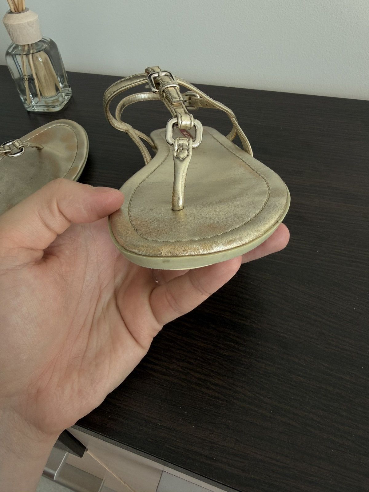 Prada Prada gold Metallic Leather Thong Sandals Size 38 Size US 8 / IT 38 - 23 Thumbnail