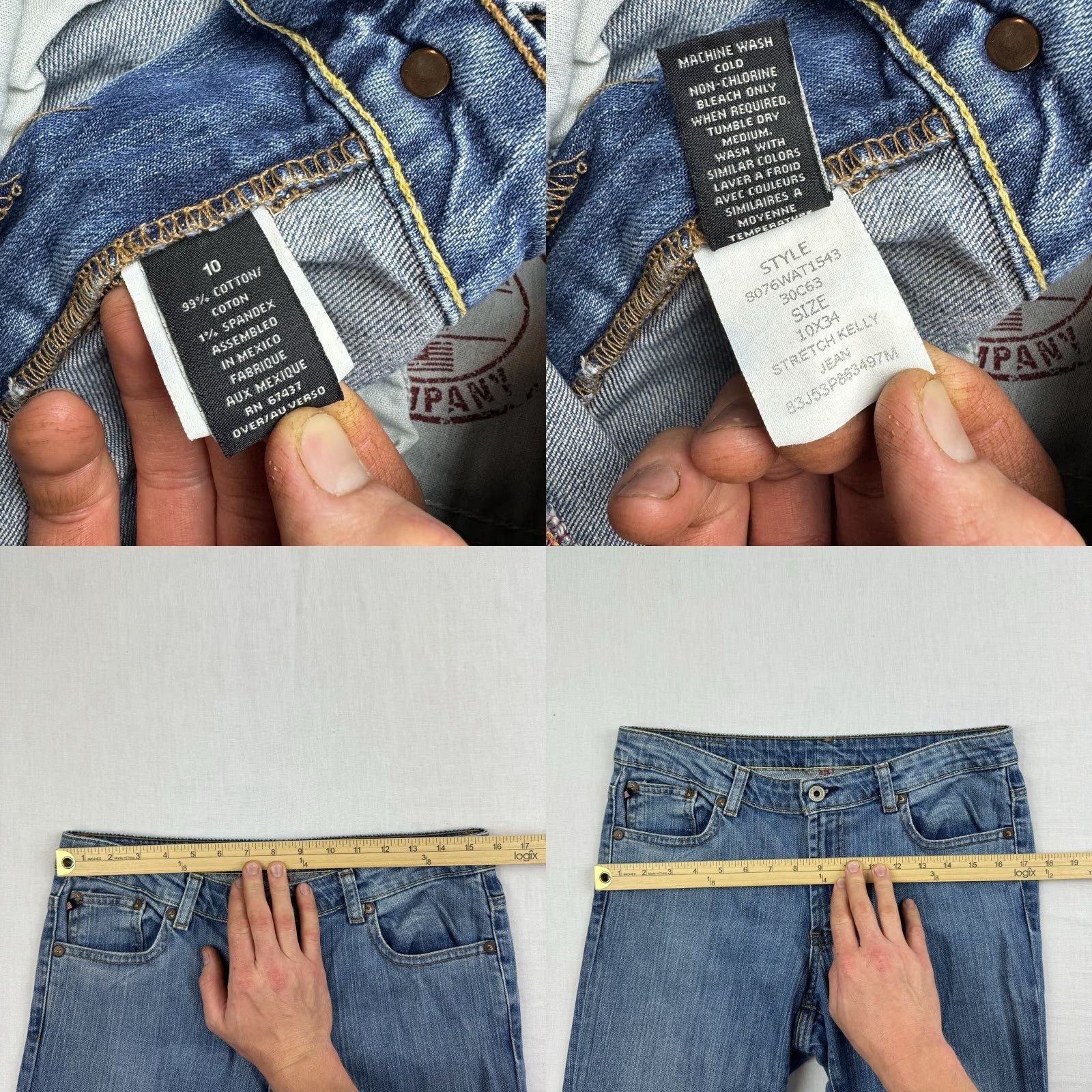 Polo Ralph Lauren VINTAGE Polo Jeans Company Jeans Womens 10 Blue Stretch Kelly Y2K Hipster Punk Bootcut Jeans Womens Size 32" / US 10 / IT 46 - 8 Thumbnail