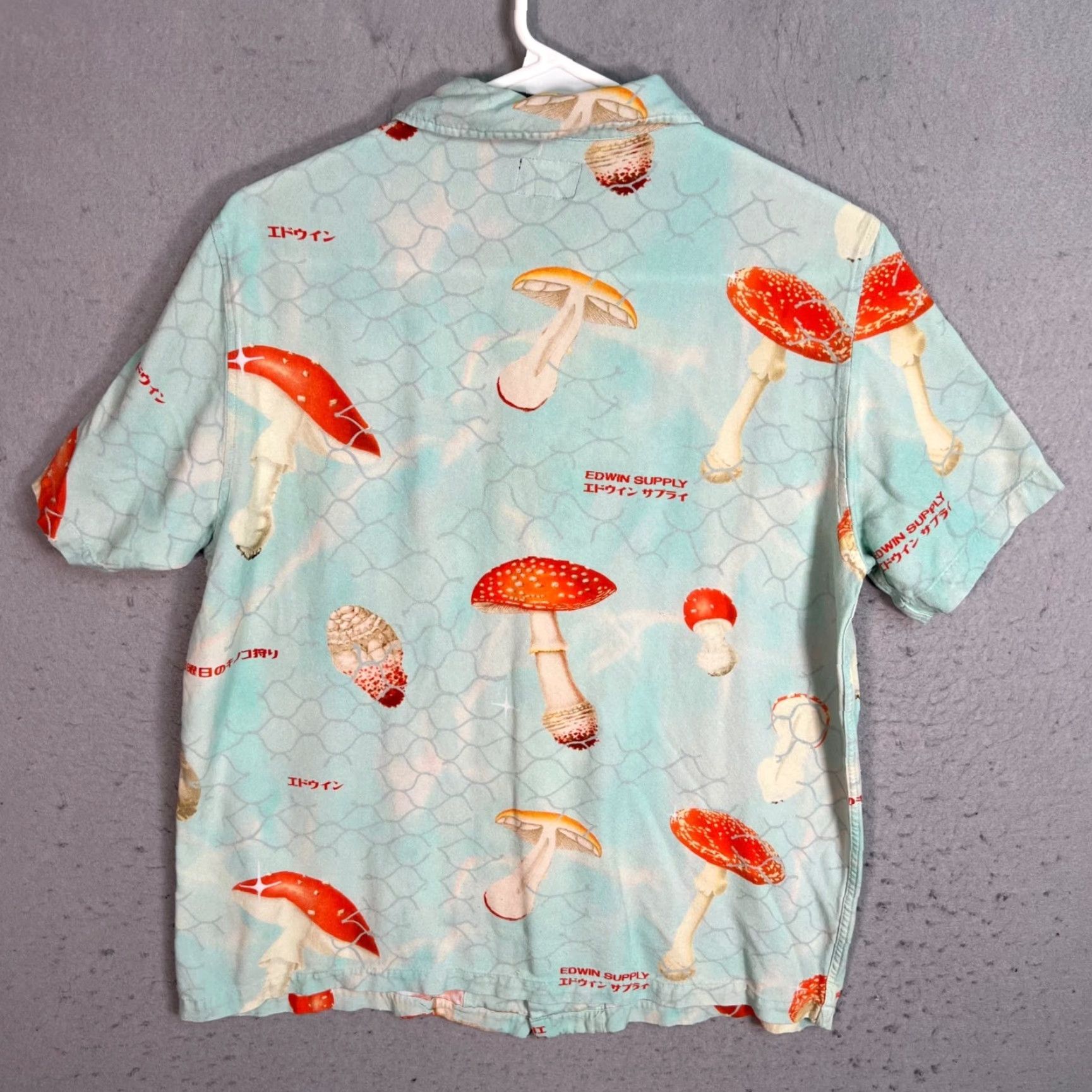 Edwin Edwin Button-Up Shirt Mushroom Print Mens XS Blue Viscose Cotton Casual 90s Inspired Size US XS / EU 42 / 0 - 2 Thumbnail