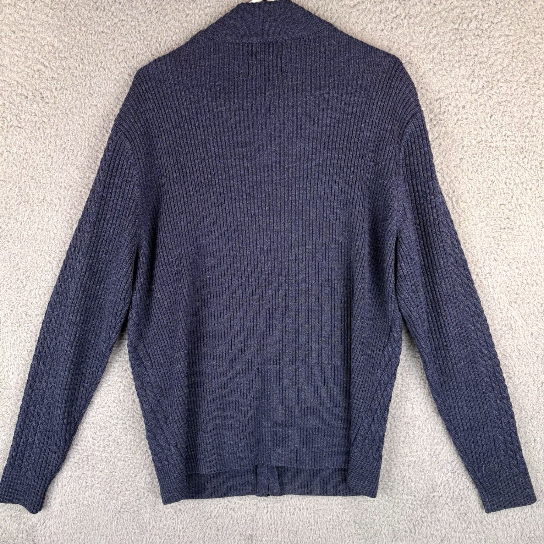 Cutter & Buck Cutter & Buck Sweater Mens Large Navy 100% Merino Wool Cable Knit Heavy Full Zip Mock Neck Pullover Casual Size US L / EU 52-54 / 3 - 6 Thumbnail