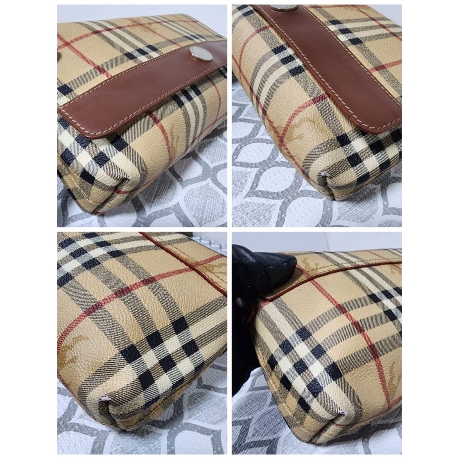 Burberry Burberry Vintage Haymarket Checked Shoulder Bag Brown/Beige Size ONE SIZE - 8 Thumbnail