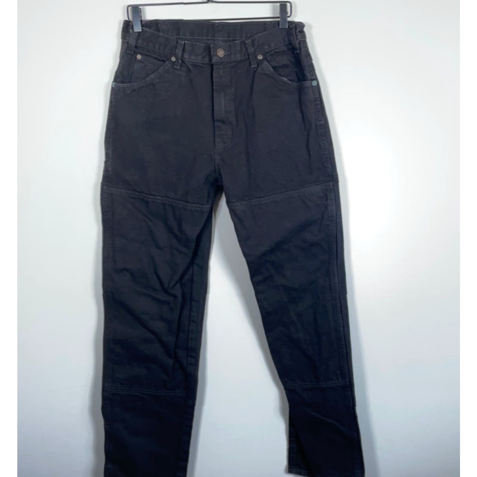 Dickies Dickies Jeans Men's 34 x 34 Black Denim Double Knee 5-Pocket Zip Fly Mid Rise Straight Vintage 90s Grunge Retro Width 32 x 33 Size US 32 / EU 48 - 2 Thumbnail