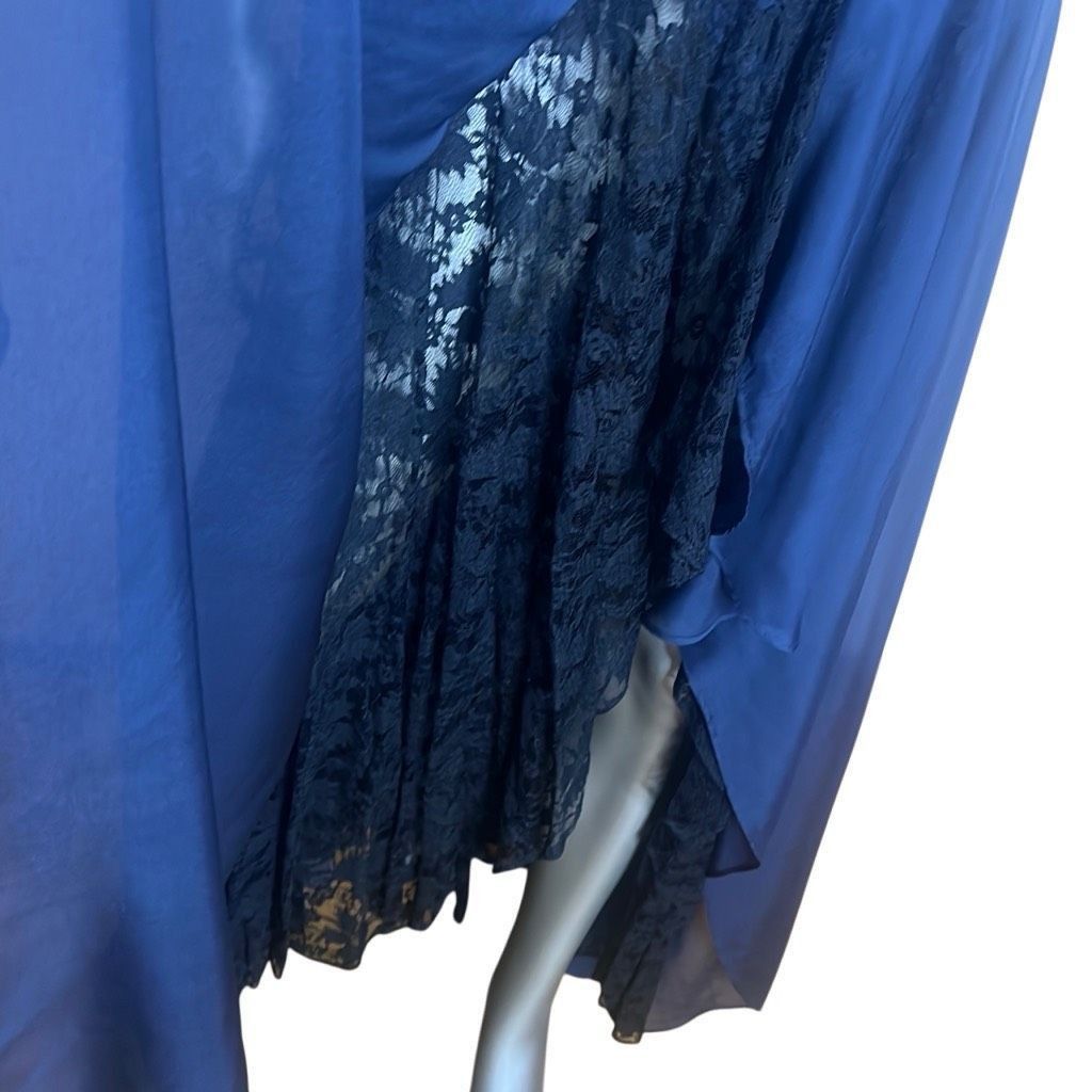 SikSilk Meghan Silk Lace-Trim Dark Blue Gown Dress 4 (024) Size S / US 4 / IT 40 - 6 Thumbnail