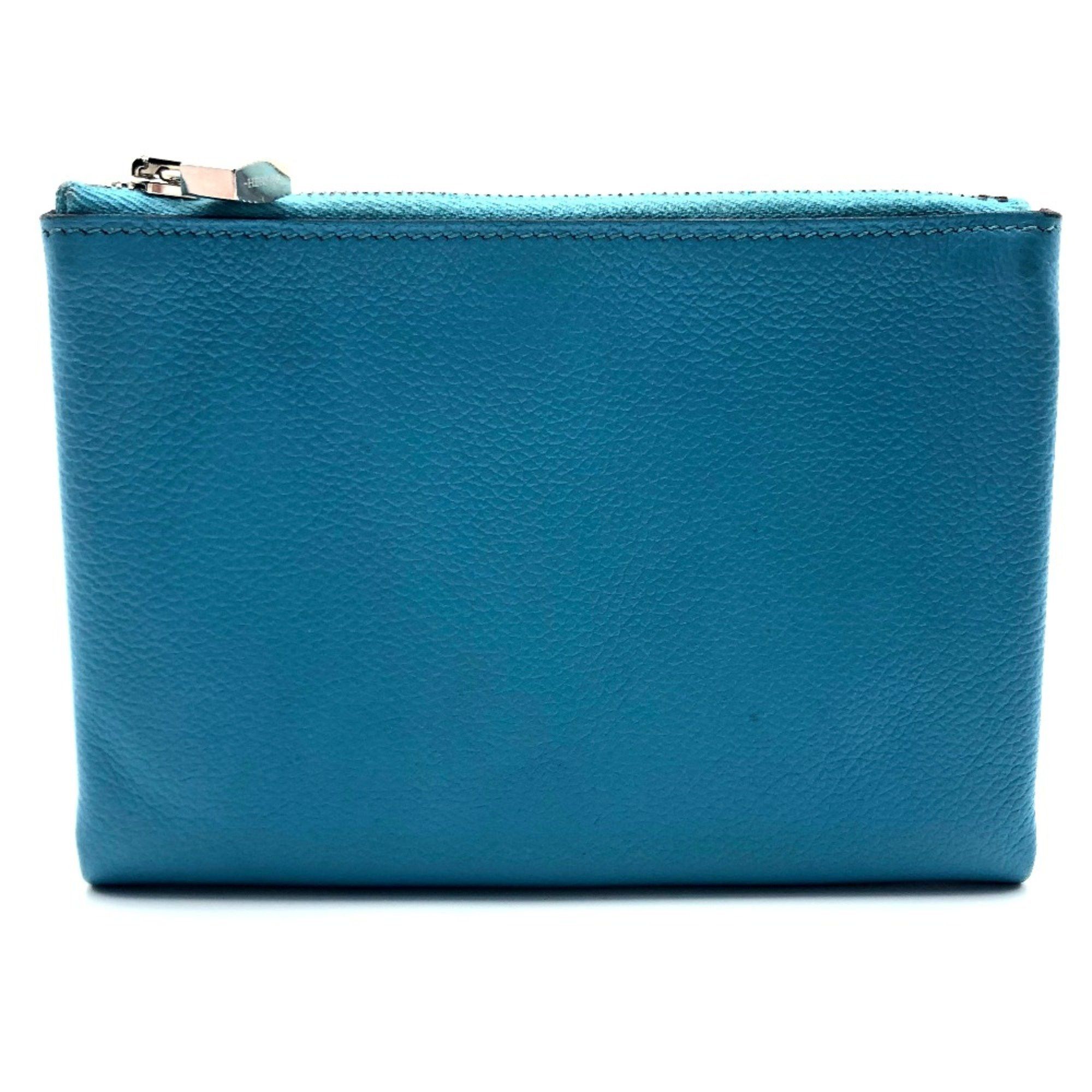 Hermes Hermes flat Cosmetics Pouch Pouch Brunol (estimated) blue Size ONE SIZE - 1 Thumbnail