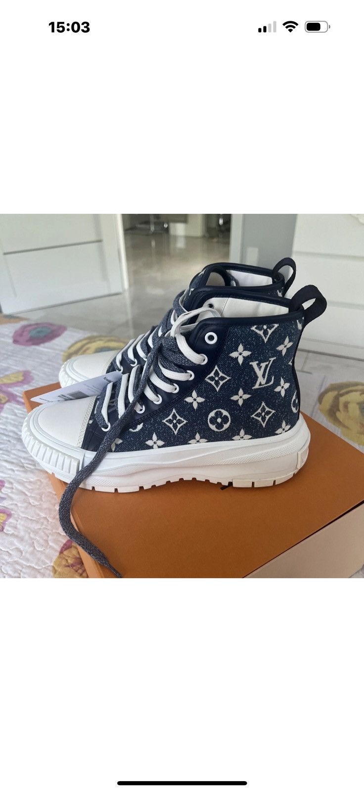 Louis Vuitton Louis Vuitton Squad Snickers Boot Monogram Denim NavyBlue Size US 8 / IT 38 - 10 Thumbnail