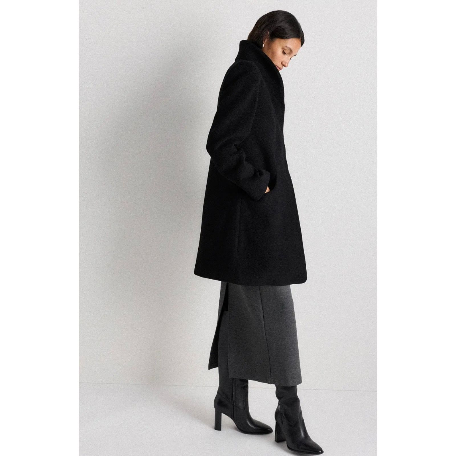 Quince Quince Women's Wool Cashmere Cocoon Coat Black Size M Size M / US 6-8 / IT 42-44 - 5 Thumbnail