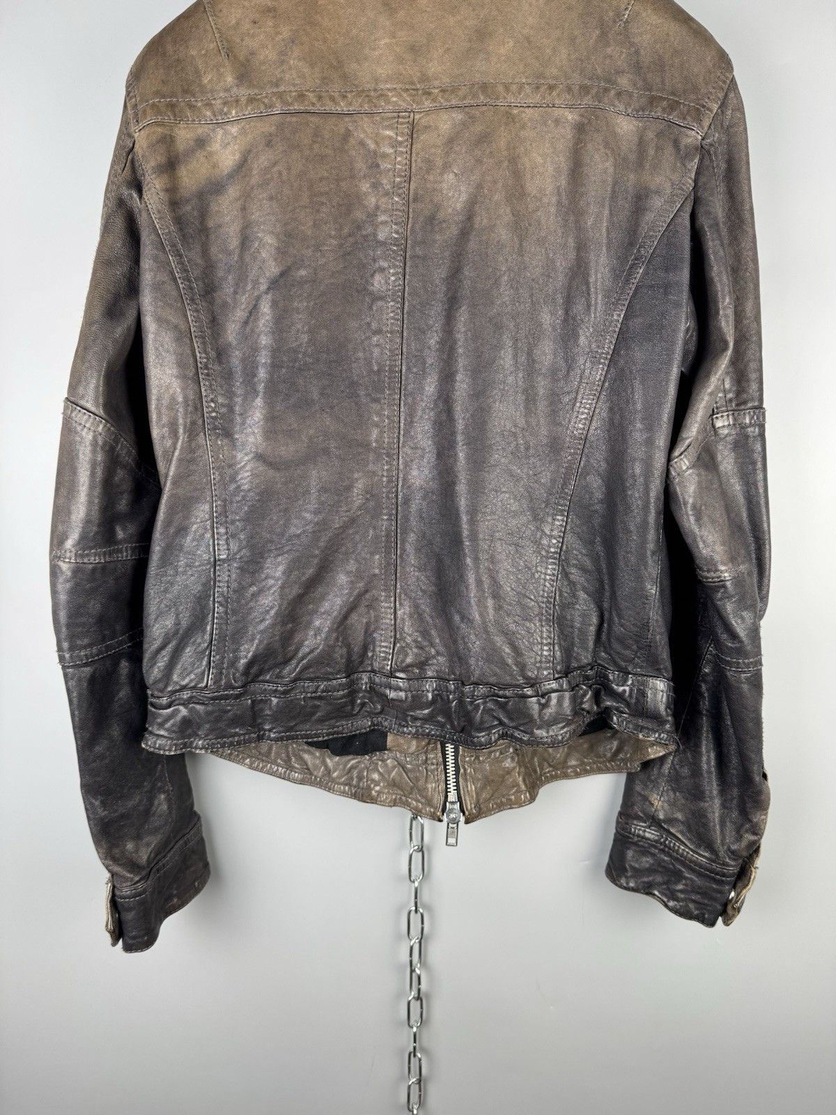Allsaints AllSaints Post Commander Leather Biker Jacket Brown Womens Size M / US 6-8 / IT 42-44 - 13 Thumbnail