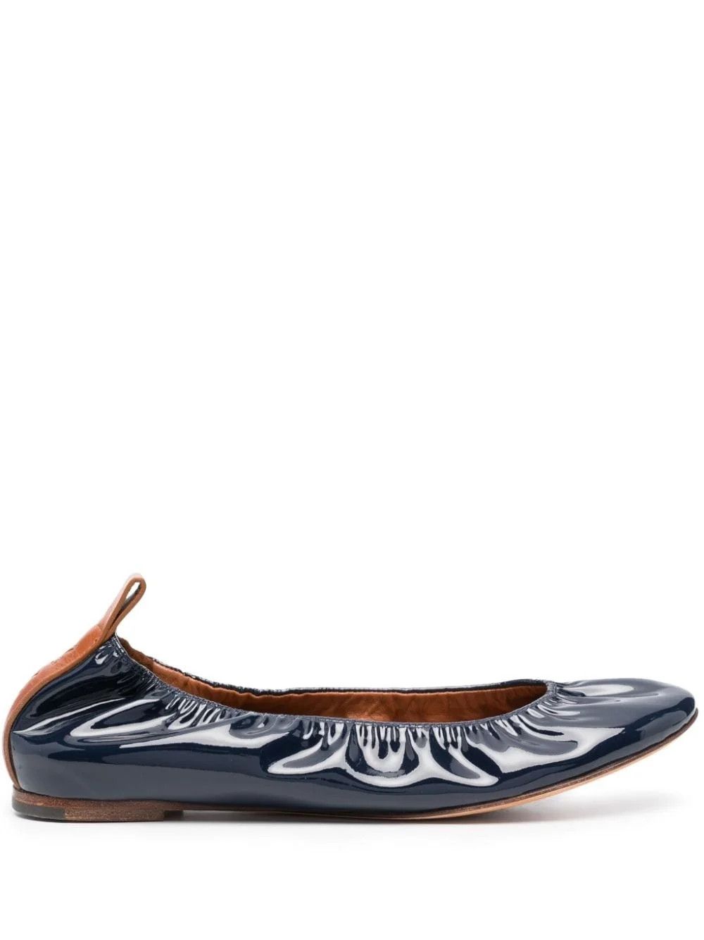 o1w1db10226 Leather Ballerina Shoes in Navy Blue