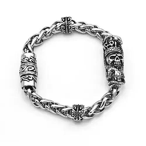 Jewelry Retro King Skull Snake Bracelet Size ONE SIZE - 3 Thumbnail