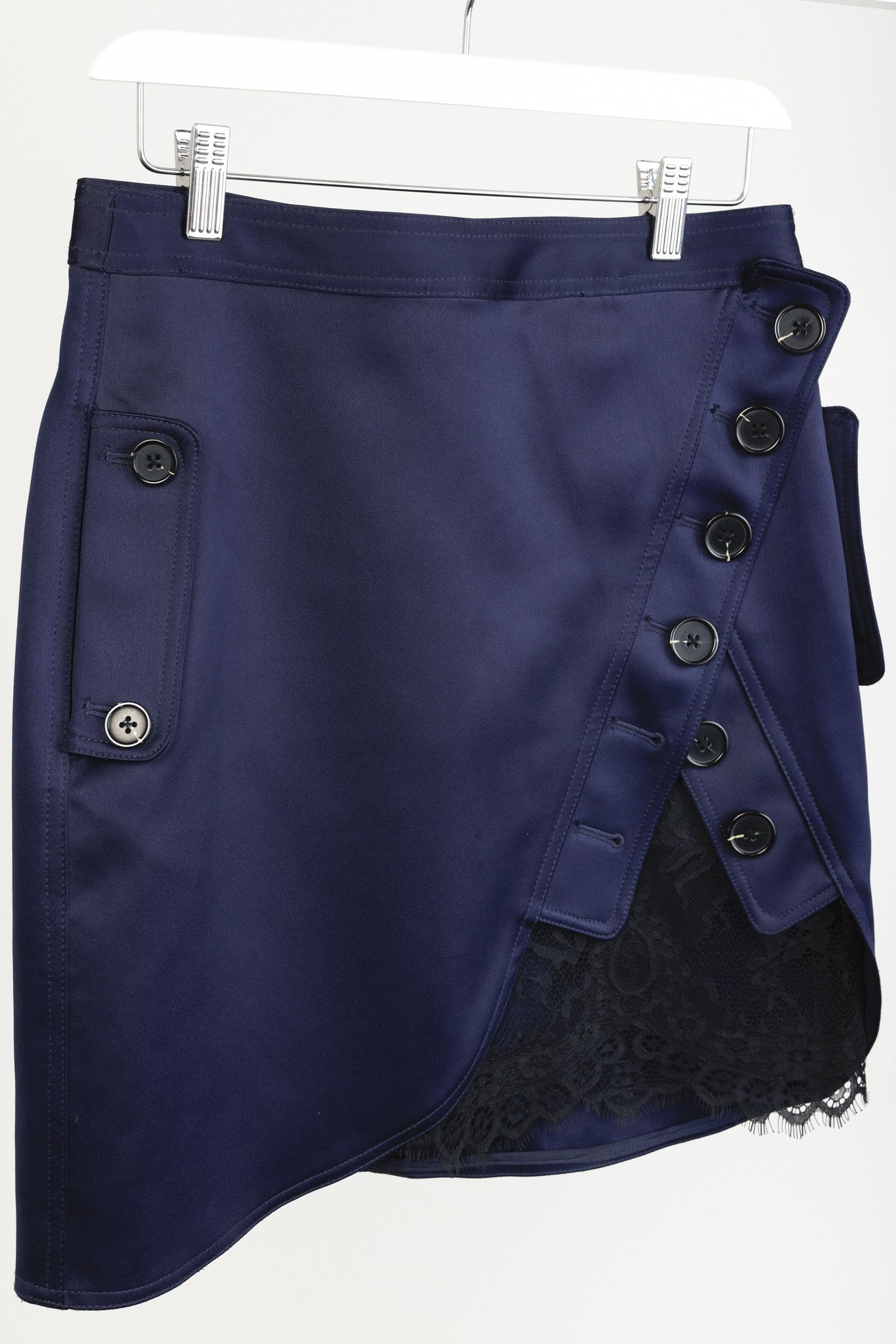 Self-Portrait Self-Portrait Navy Button Accent Lace Skirt Size 29" - 3 Thumbnail