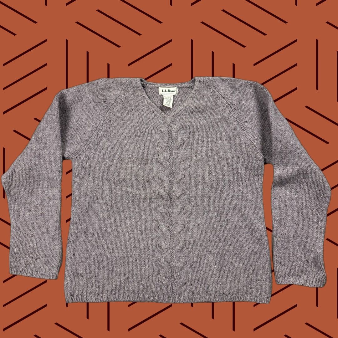 Vintage Vintage L.L. Bean Womens Sweater V-Neck Pullover Knit Cable Mohair Wool Tweed Small Purple Casualâ€”All Seasons Size S / US 4 / IT 40 - 1 Thumbnail