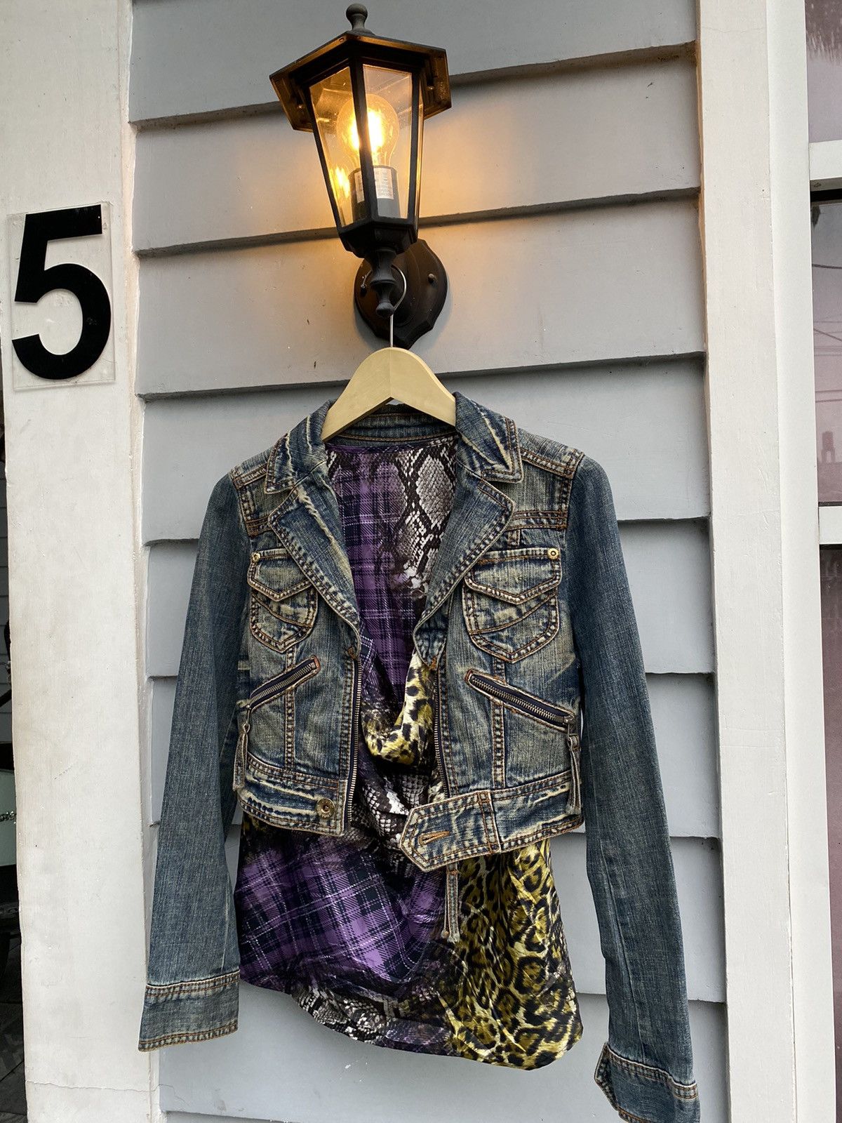 Vintage Bundling Biker Jacket+ Snakeleo Tartan Blus Westwood Style Size S / US 4 / IT 40 - 1 Thumbnail