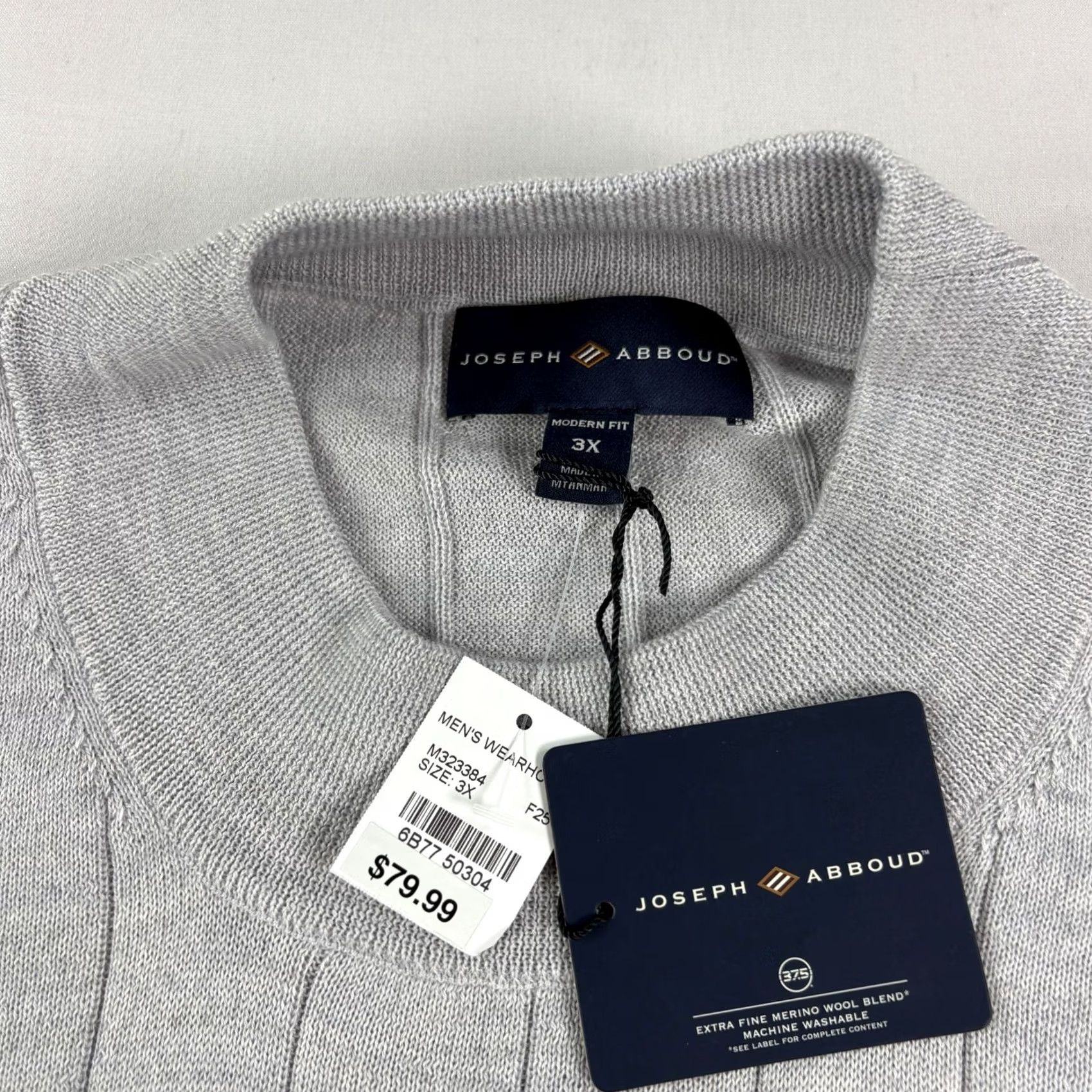 Joseph Abboud Joseph Abboud Sweater Mens 3XL Gray Pullover Stretch NEW Size US XXL / EU 58 / 5 - 3 Thumbnail