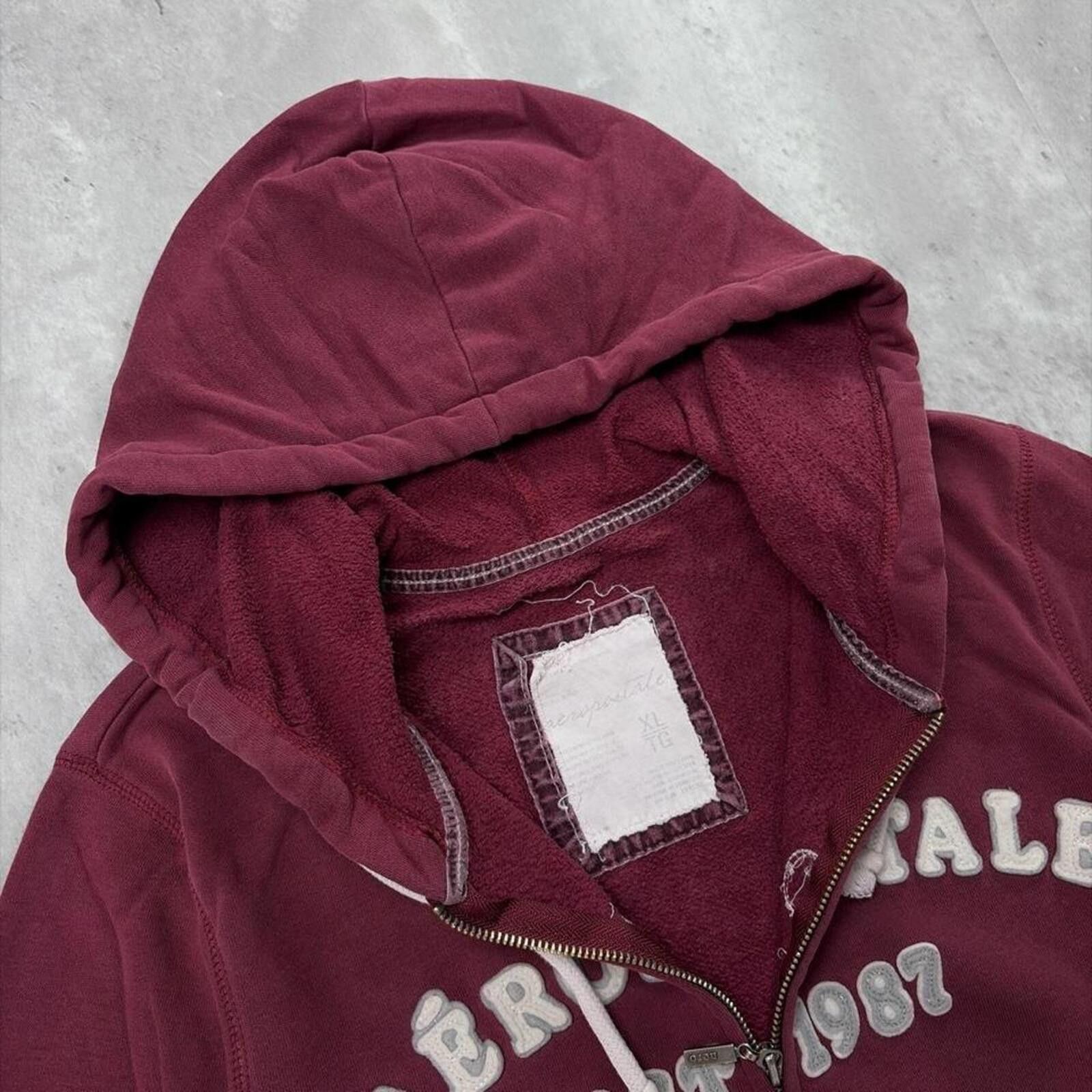 Aeropostale Y2K Burgundy Aeropostale Grunge Skater Zip Up Hoodie Size XL / US 12-14 / IT 48-50 - 6 Thumbnail