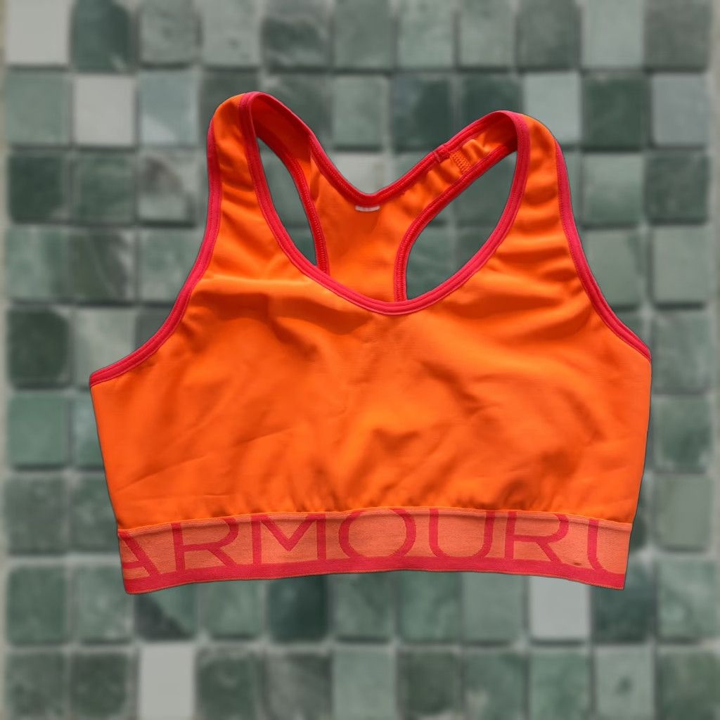 Under Armour Under Armour Sports Bra Orange 26" Women Crossback Removable Pads High Support Activewear Shaped Pullover 26" Regular Size Bra Size ONE SIZE - 1 Thumbnail