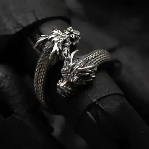 21 Men Double Headed Dragon Rings Size ONE SIZE - 4 Thumbnail