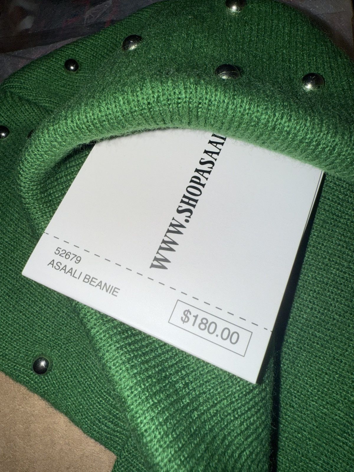 Asaali Green Asaali Studded Beanie NEW WITH TAGS Size ONE SIZE - 3 Thumbnail