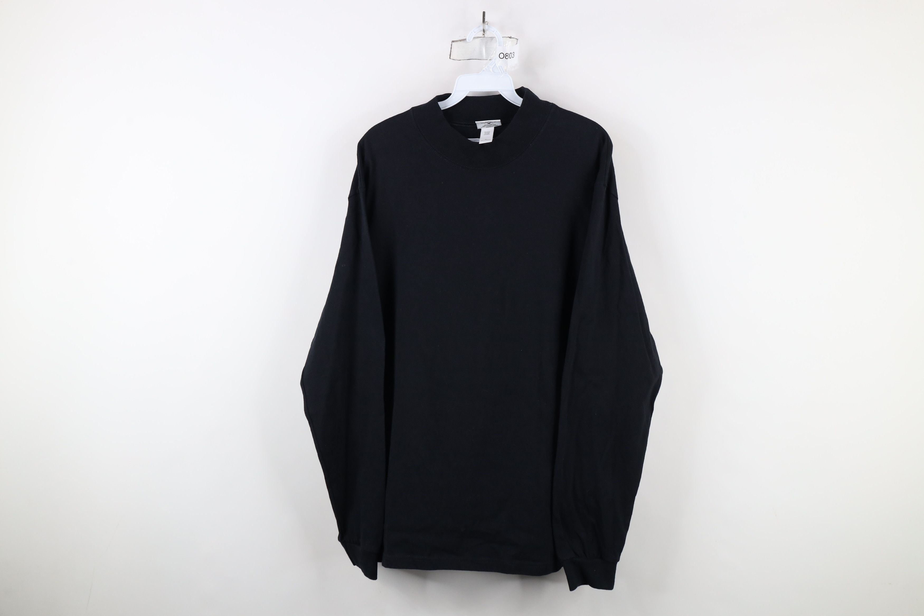 Vintage Vintage 90s Streetwear Mock Neck Long Sleeve T-Shirt Black Size US L / EU 52-54 / 3 - 1 Thumbnail