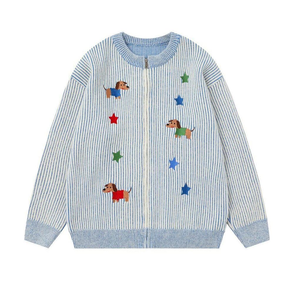 Vintage Men's zippered cartoon puppy embroidered knitted sweater Size US M / EU 48-50 / 2 - 1 Thumbnail