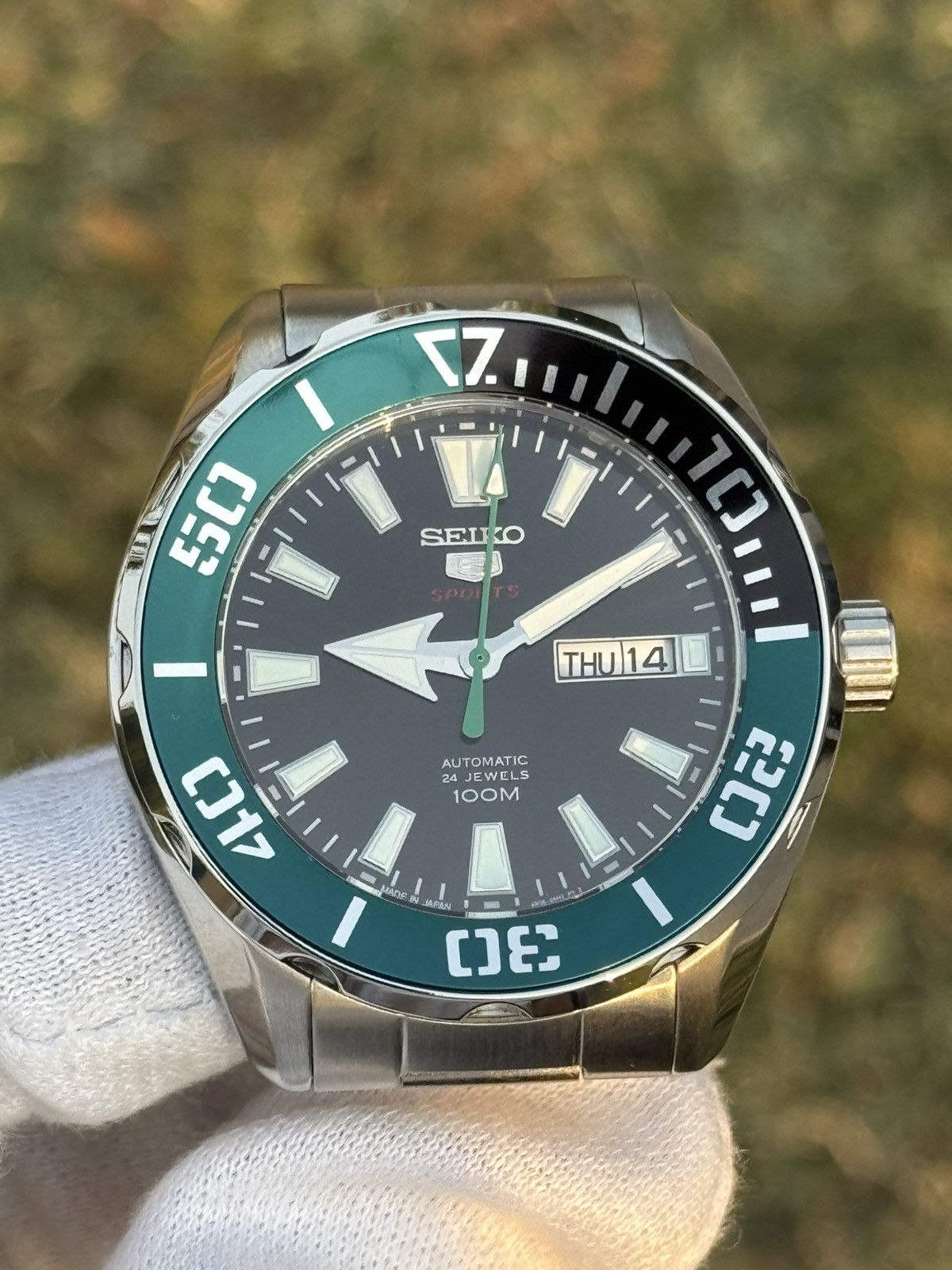 Seiko Seiko 5 Sports MOD – Green Diver Bezel– Automatic men watch Size 38 - 12 Thumbnail