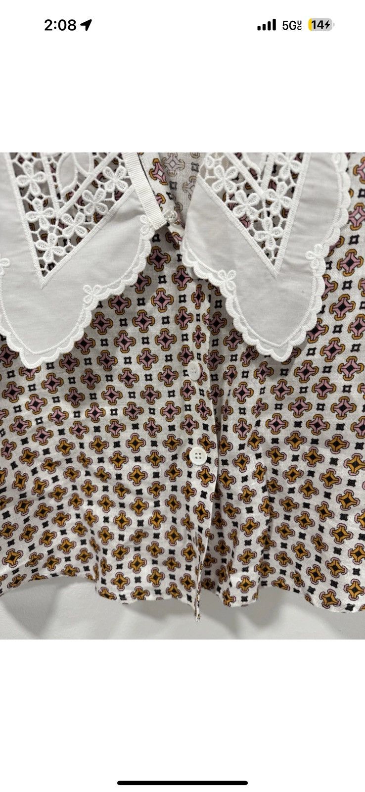 Maje MAJE Cosange Embroidered Collar Printed Linen Shirt size 2 Size XS / US 0-2 / IT 36-38 - 5 Thumbnail