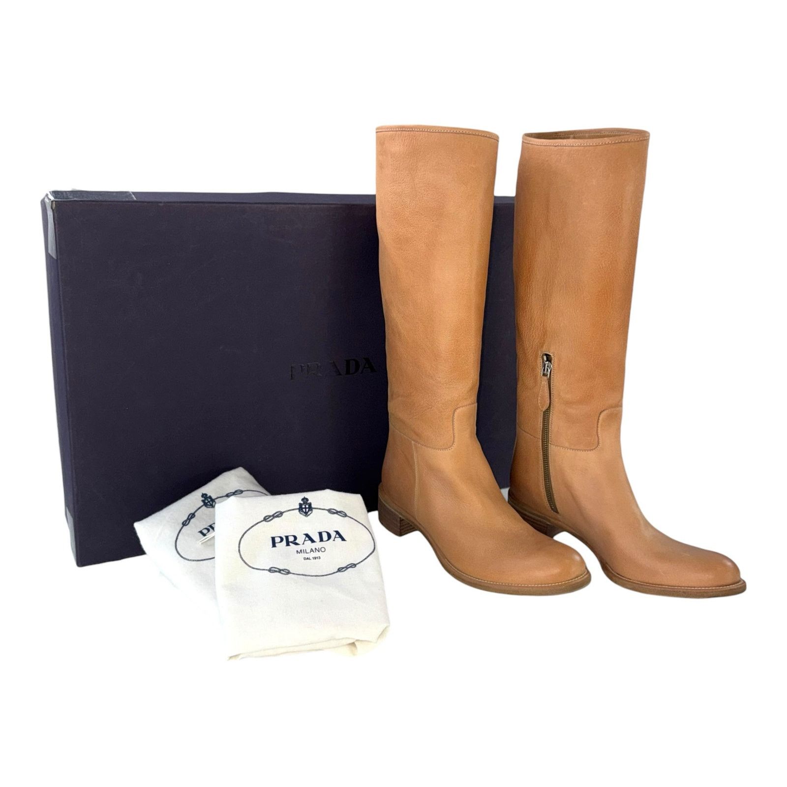 Prada Prada Camel High Leather Boots Size US 7.5 / IT 37.5 - 2 Thumbnail