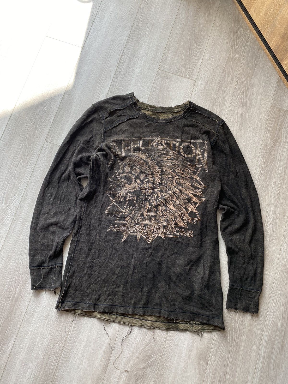 Affliction × Vintage Y2K RARE Affliction Wing Reversible Distressed Long Sleeve Size US XL / EU 56 / 4 - 7 Thumbnail
